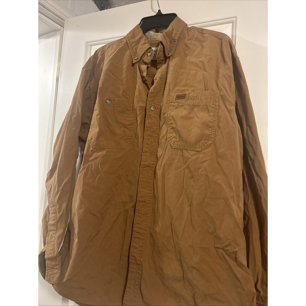 Carhartt Men's Long Sleeve Button Down Shirt Heavyweight Size Large